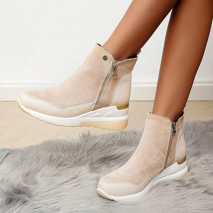 Bottines imperméables pour femmes avec talon compensé en daim - Confort et style 9
