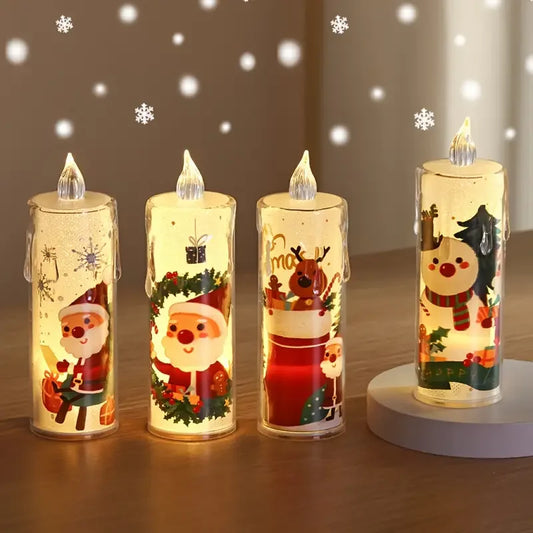 Flickering Electronic LED Candles for Christmas - 4 Safe and Reusable Decorative Pieces