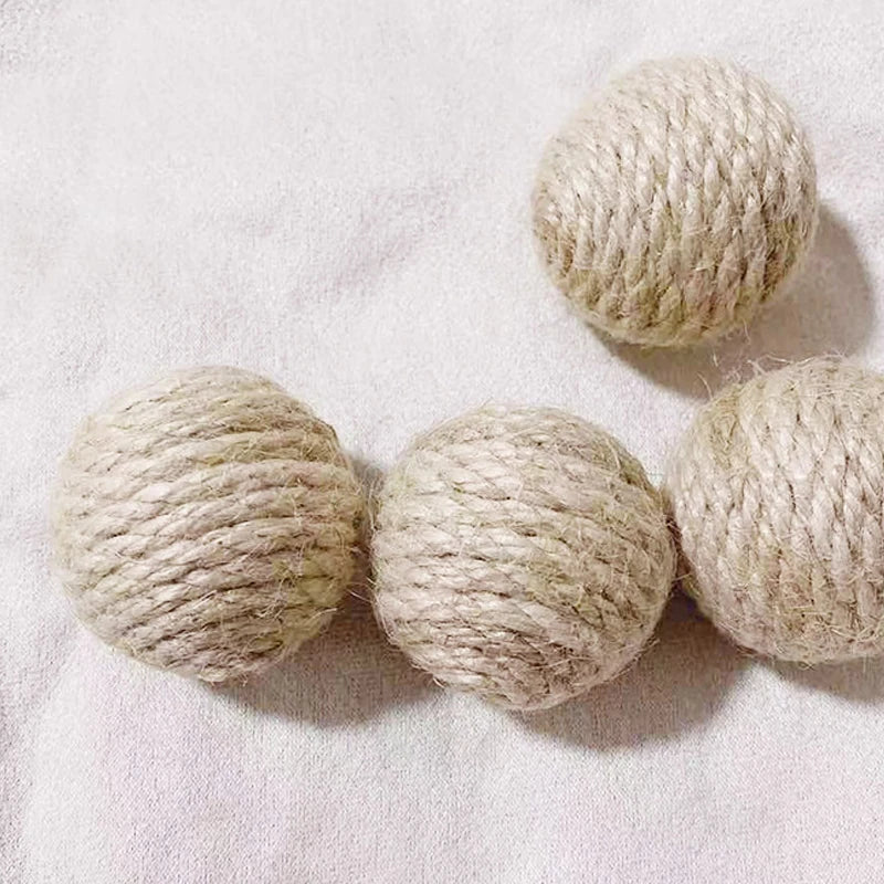 Balles sonores naturelles en sisal pour chats - Ensemble de 5 jouets interactifs pour chatons, diamètre 4,5 cm