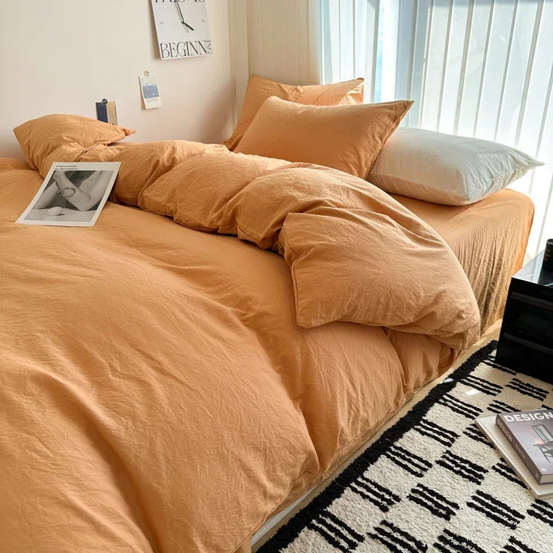 Breezy Bedding Set | Solid Cotton, Includes Duvet Cover and Sheets, Multiple Sizes