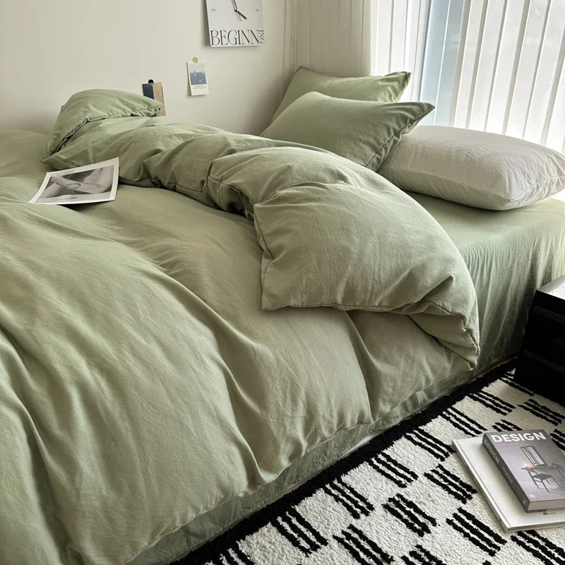 Breezy Bedding Set | Solid Cotton, Includes Duvet Cover and Sheets, Multiple Sizes