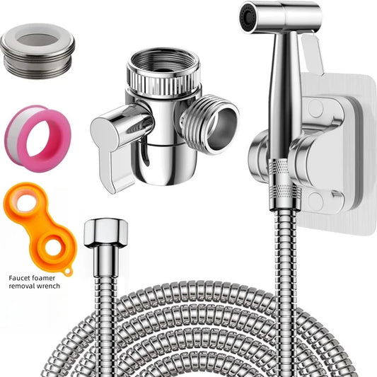 Breezy Bidet Sprayer Kit | 1.5m Hose, 3-Way Faucet Diverter