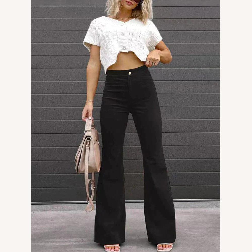 Variant image for Pantalon Fluide Femme Noir Taille M Velours Évasé-13