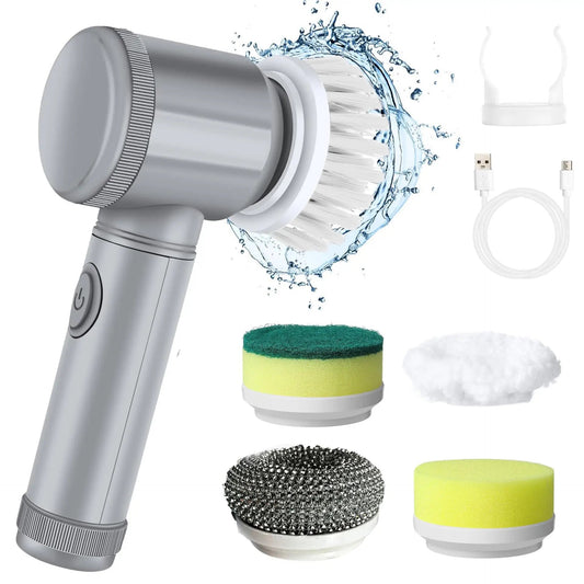 5 in 1 Cordless Electric Scrubbing Brush for Kitchen and Bathroom