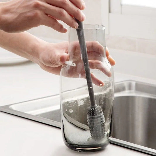 Long-Handled Silicone Cleaning Brush for Cups - Effective Stain Remover without Dead Corners