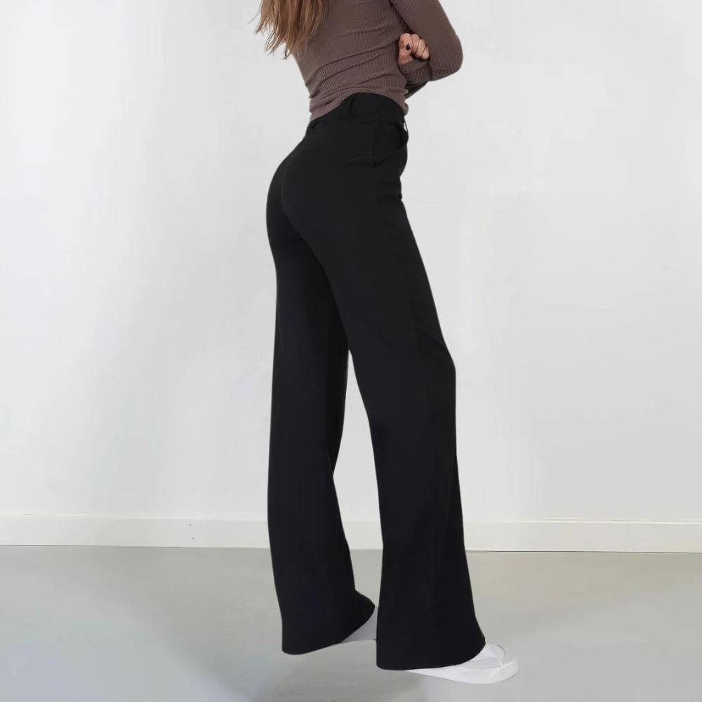 Pantalon fluide pour femme taille mi-haute élégant en tissu léger – Confort et style pour toutes les occasions