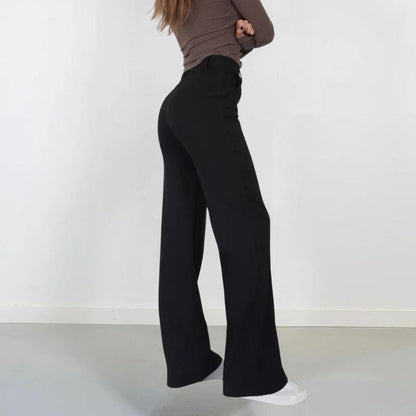 Pantalon fluide pour femme taille mi-haute élégant en tissu léger – Confort et style pour toutes les occasions
