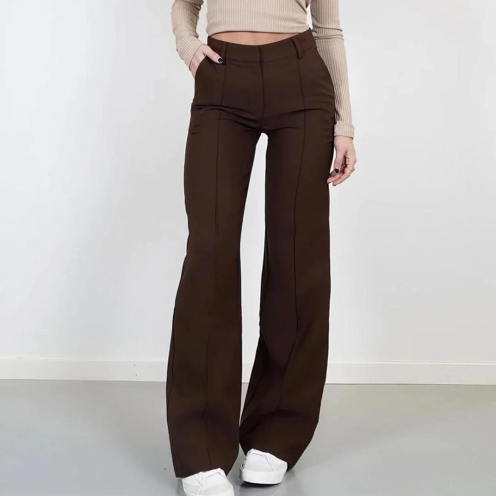 Pantalon fluide pour femme taille mi-haute élégant en tissu léger – Confort et style pour toutes les occasions