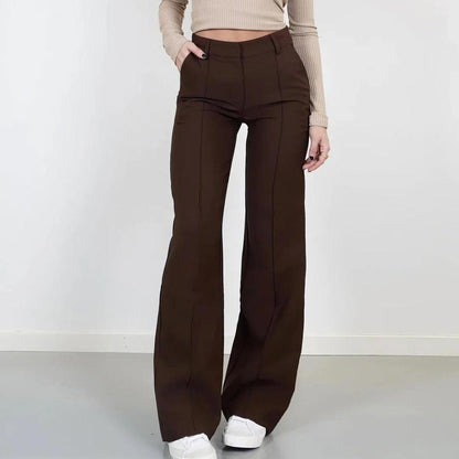 Pantalon fluide pour femme taille mi-haute élégant en tissu léger – Confort et style pour toutes les occasions