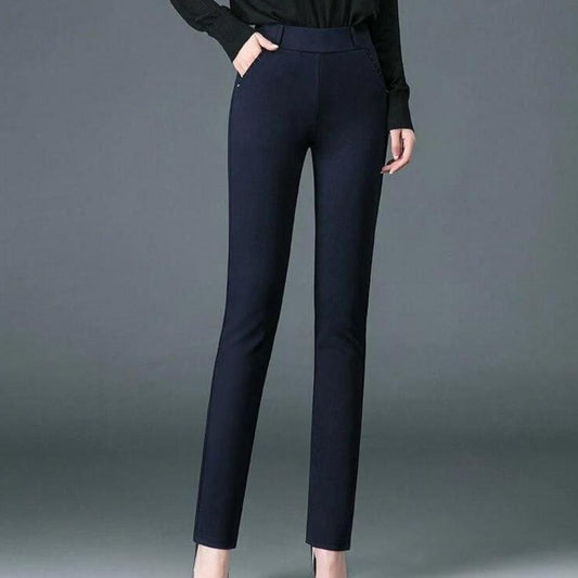 Pantalon droit élégant pour femme en tissu respirant – Confort et style intemporel, disponible en plusieurs couleurs