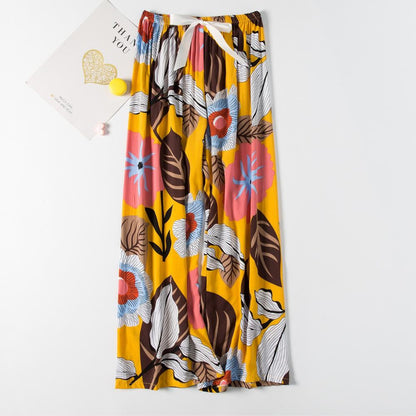 Pantalon fluide en satin de coton pour femme avec motif floral – Coupe ample et confort optimal, disponible en plusieurs tailles