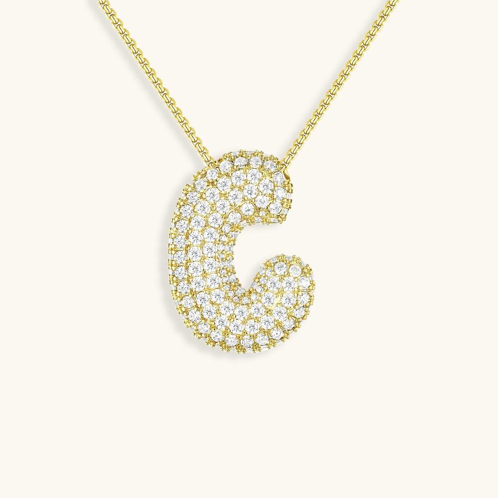 Variant image for Collier Femme Or 18 Carats avec Pendentif Initial et Diamant Simulant 18 pouces-3