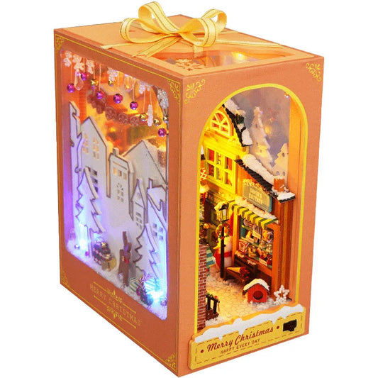 Miniature Christmas Cabin DIY in Wood – Creative Dollhouse Kit for Interior Decoration and Craftsmanship