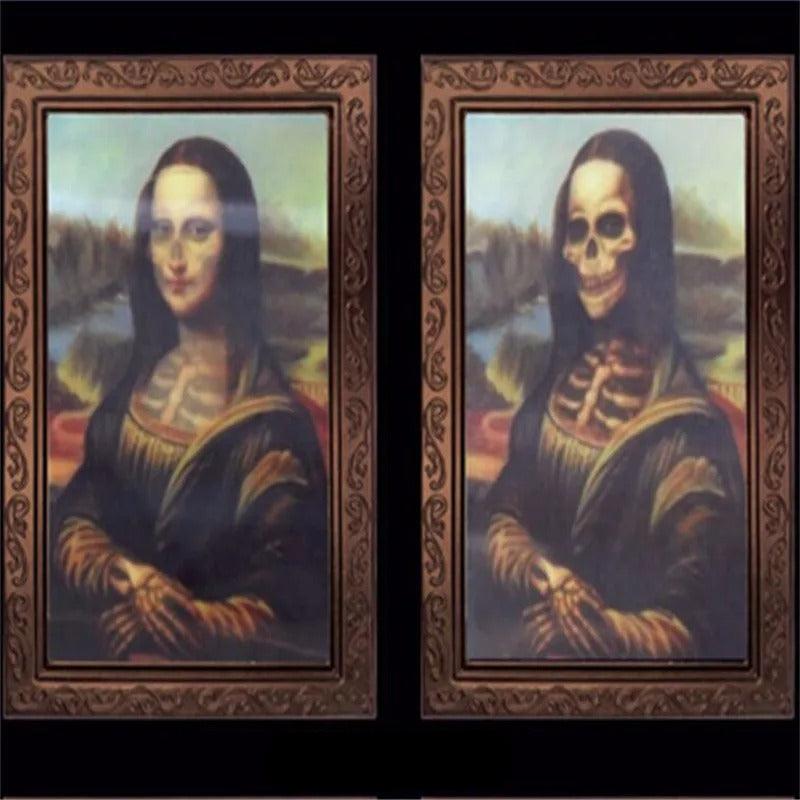 Cadre photo animé en 3D Fantôme effrayant d'Halloween en PVC noir – Décoration unique pour la fête d'Halloween
