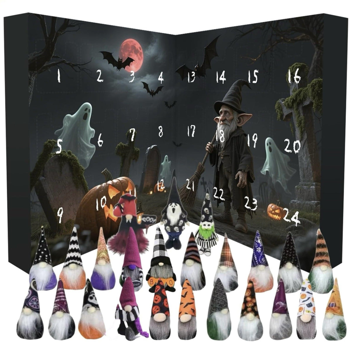 Calendrier de l'Avent d'Halloween avec Lutins Surprise – Décoration de Maison Amusante et Festive pour Halloween