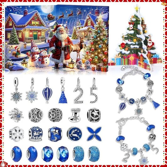 Blue Advent Calendar with DIY Bracelet – Christmas Surprise Box