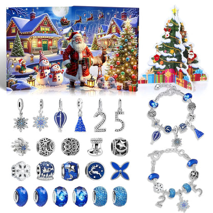 Blue Advent Calendar with DIY Bracelet – Christmas Surprise Box