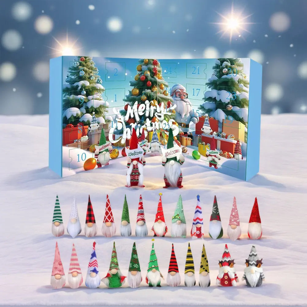 Original Advent Calendar with 24 Plush Gnome Dolls – Festive and Warm Christmas Decoration