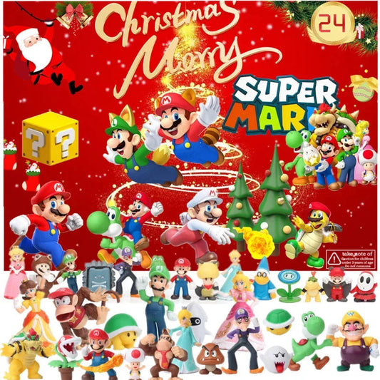 Super Mario Bros Advent Calendar with 24 Anime Action Figures – Festive Christmas Gift for Children