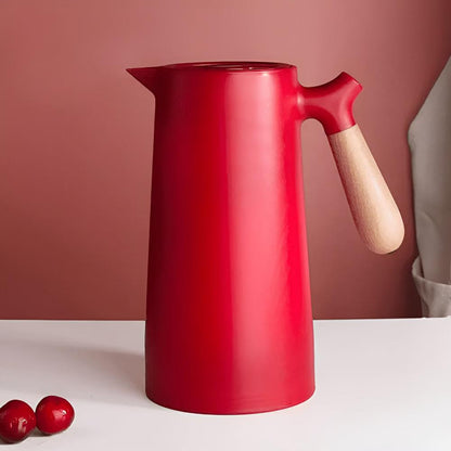 1L Insulated Carafe with Wooden Handle – Eco-friendly Glass for Home and Office
