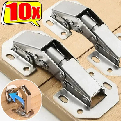 Charnières d'armoire en acier inoxydable à 90 degrés – Ensemble de 10 pièces sans perçage pour cuisine moderne
