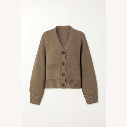 Gilet sans manches pour femme taupe en maille côtelée avec col en V et poches pratiques - Élégant et confortable