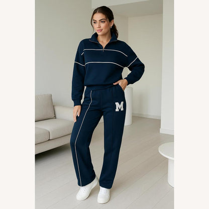 Survêtement universitaire pour homme en coton et polyester – Sweat ample et pantalon de jogging ajusté, style décontracté