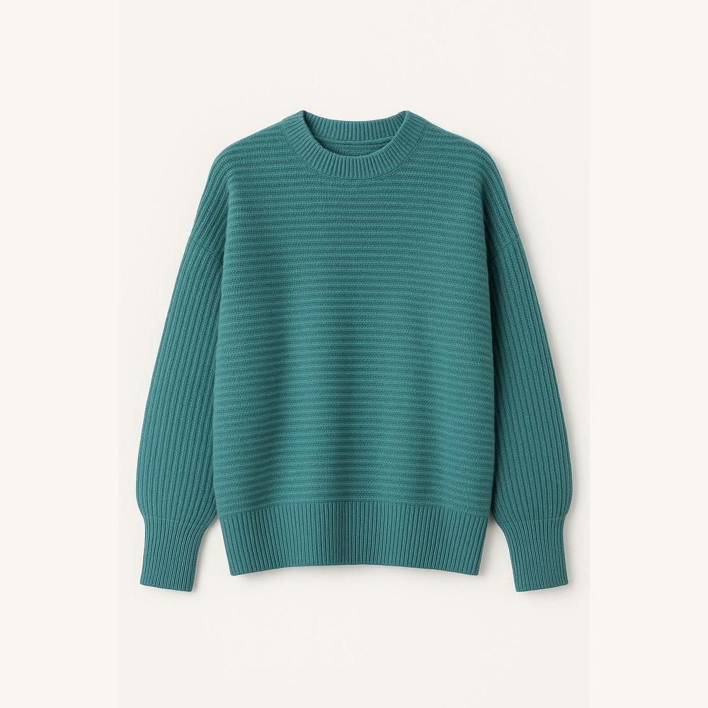 Pull tricoté surdimensionné pour femmes en polyester doux – Col rond, coupe ample et finitions côtelées pour un style décontracté