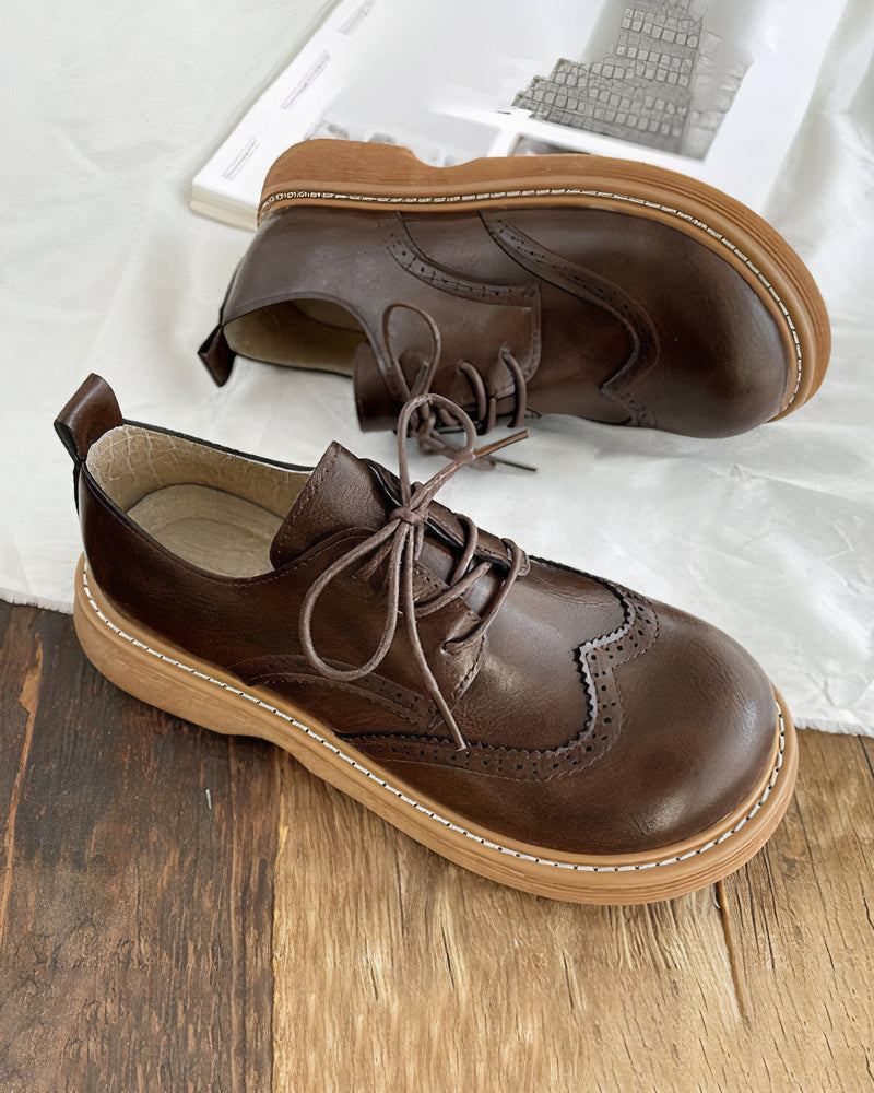 Chaussures Oxford en cuir rétro pour femmes – Confort exceptionnel et style intemporel, taille standard UE