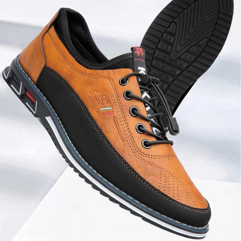 Oxford Leather Shoes for Men with Comfortable Insole – Brown, Black, Gray, Khaki