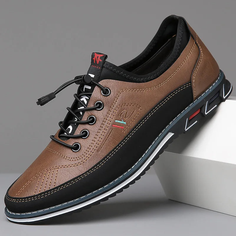 Oxford Leather Shoes for Men with Comfortable Insole – Brown, Black, Gray, Khaki