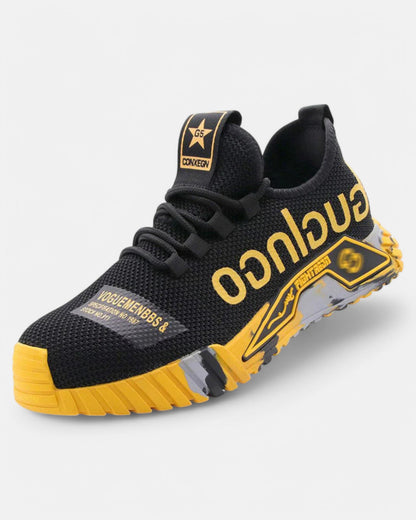 Safety shoes with steel toe cap and slip-resistant sole – Breathable mesh upper