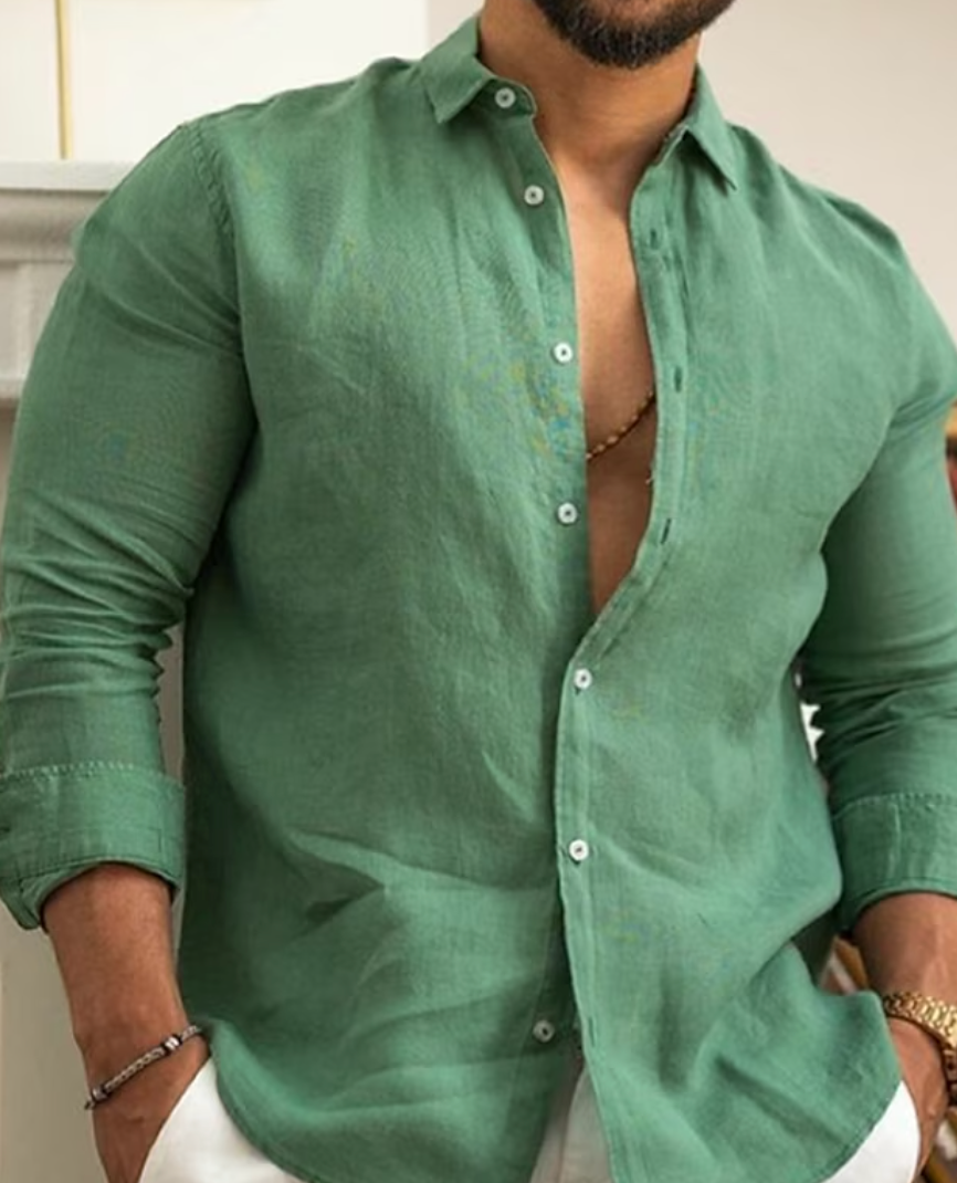 Chemise légère classique pour homme à boutons en tissu respirant – Polyvalente pour les occasions décontractées et formelles