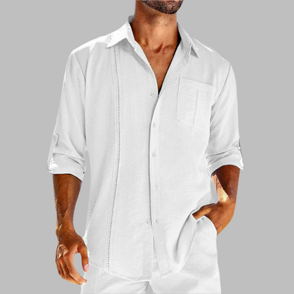 Chemise décontractée en coton respirant pour homme – Tissu léger et polyvalent, idéal pour le bureau et les sorties
