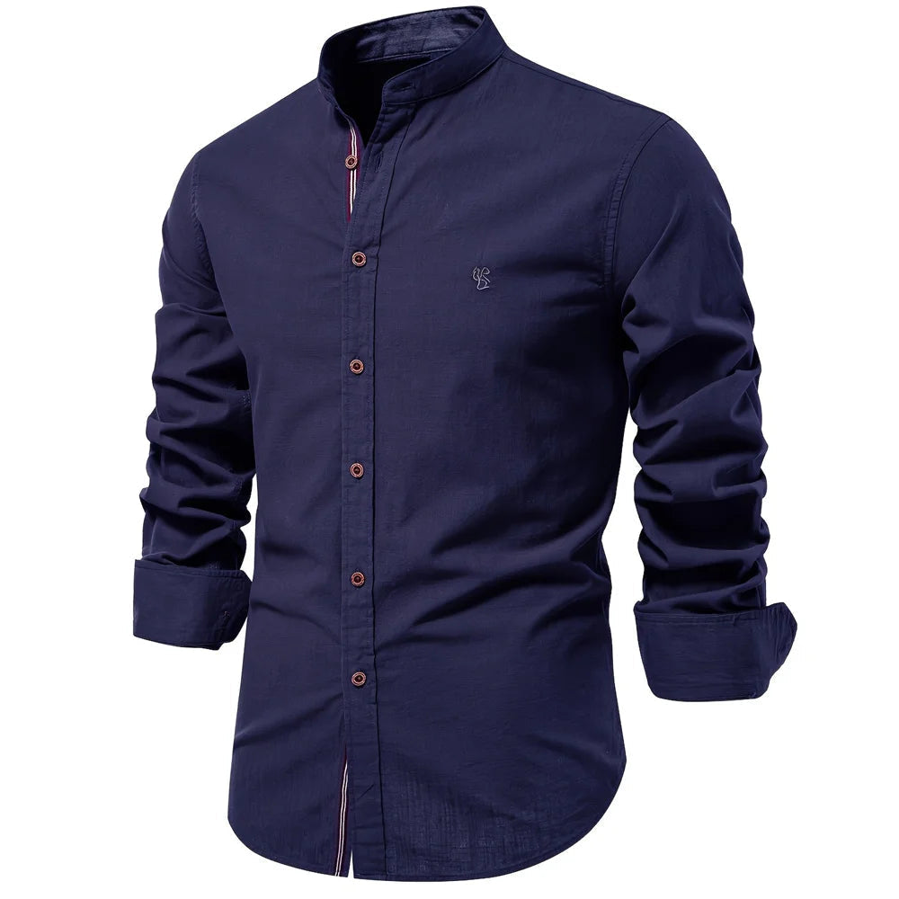 Chemise en coton à manches longues pour homme - Confort et élégance décontractée