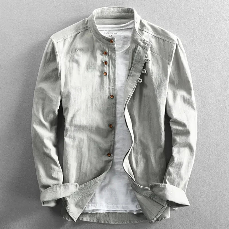 Chemise japonaise en mélange lin-coton pour homme – Coupe polyvalente S-3XL