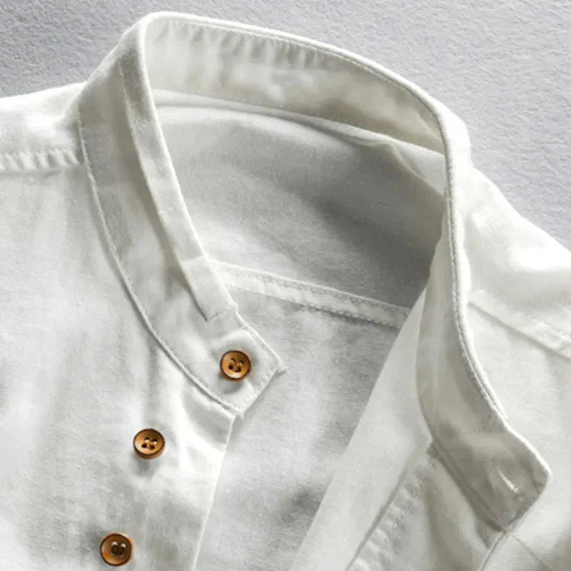 Chemise japonaise en mélange lin-coton pour homme – Coupe polyvalente S-3XL