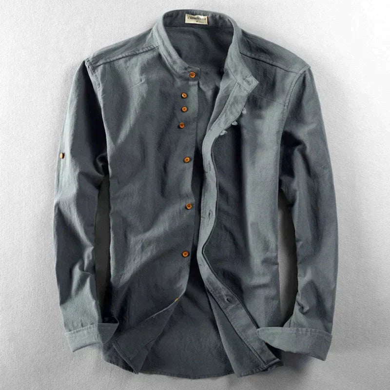 Chemise japonaise en mélange lin-coton pour homme – Coupe polyvalente S-3XL