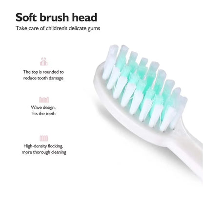 Brosse à dents électrique pour enfants avec 5 têtes de rechange – Motif dessin animé, nettoyage ultrasonique, étanche IPX7