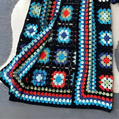 Cardigan Cleo au crochet | Longueur mollet, 100 % coton
