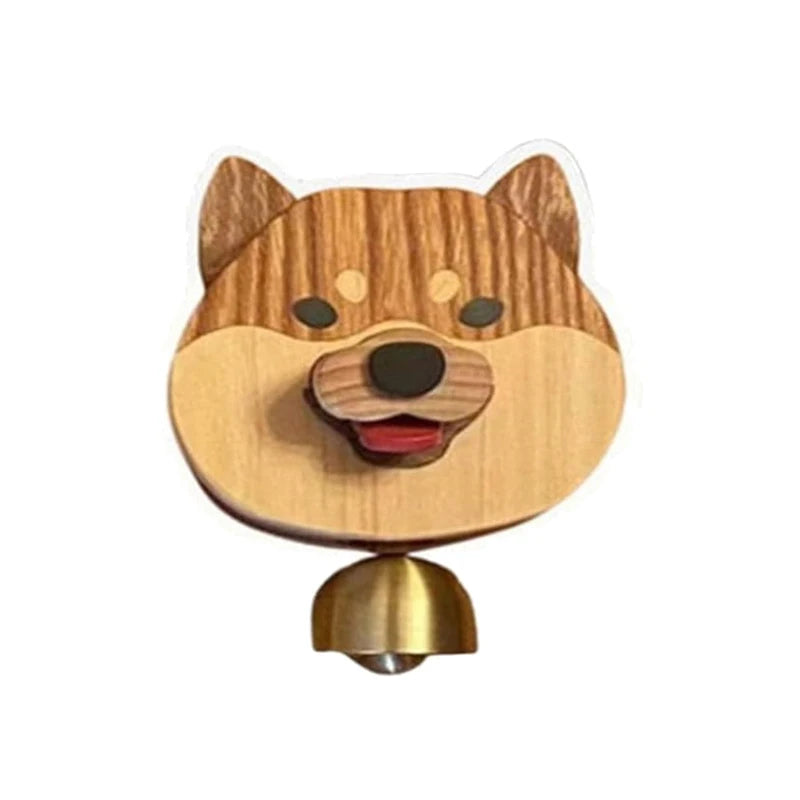 Cloche en bois Shiba Inu avec mécanisme magnétique – Carillon de porte amusant