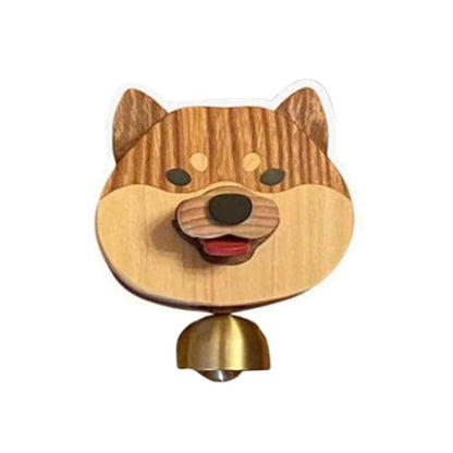 Cloche en bois Shiba Inu avec mécanisme magnétique – Carillon de porte amusant