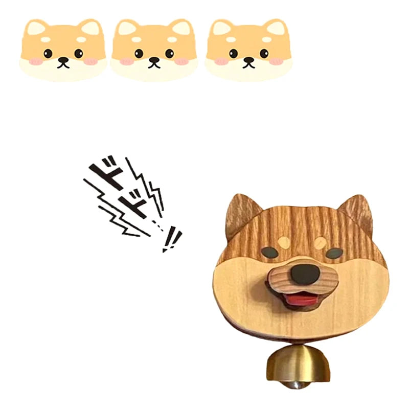 Cloche en bois Shiba Inu avec mécanisme magnétique – Carillon de porte amusant