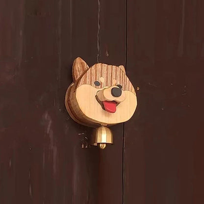Cloche en bois Shiba Inu avec mécanisme magnétique – Carillon de porte amusant