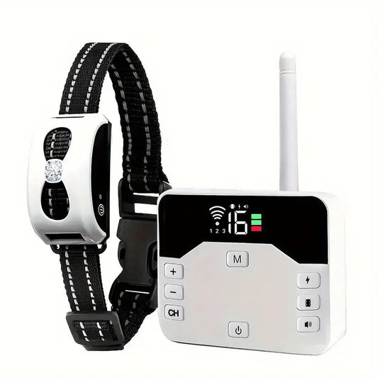 Wireless Electronic Fence for Pets with Waterproof IP65 Collar and Rechargeable Battery – Adjustable Range up to 300 meters