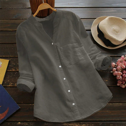 Cardigan long Cora | Coton et lin, col en V pour femmes
