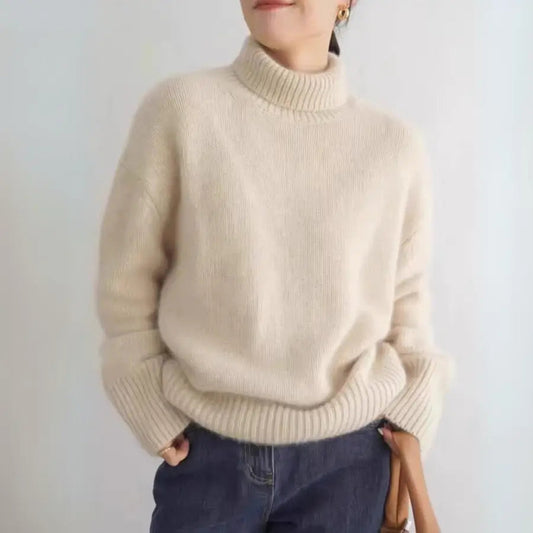 Cora Women's Sweater | Soft Cashmere Oversized Turtleneck Knit