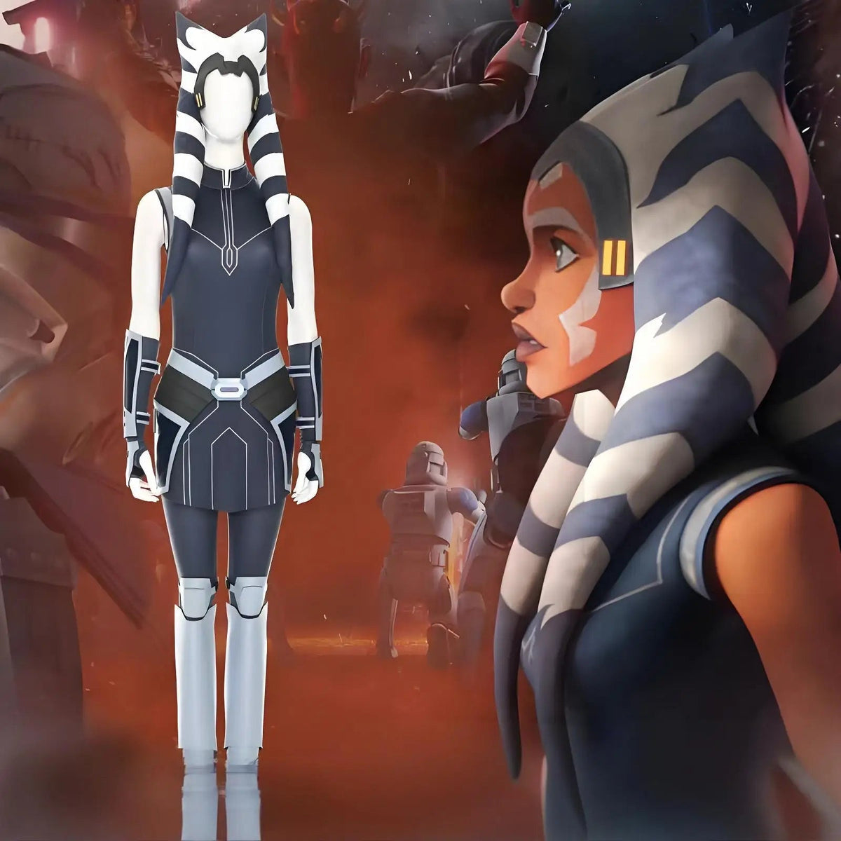 Costume de cosplay Ahsoka Tano pour femmes – Ensemble complet pour Halloween et salon de la bande dessinée