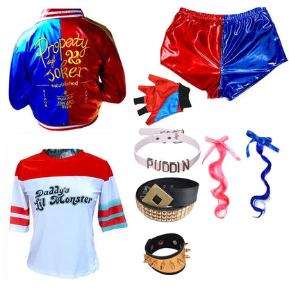 Costume de cosplay Harley Quinn pour femmes – Ensemble complet pour Halloween 2025