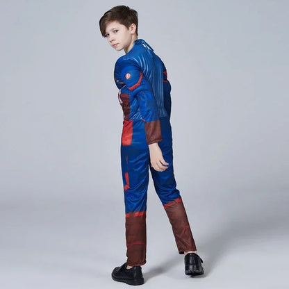 Déguisement de super-héros Capitaine America pour enfants avec détails musclés et masque